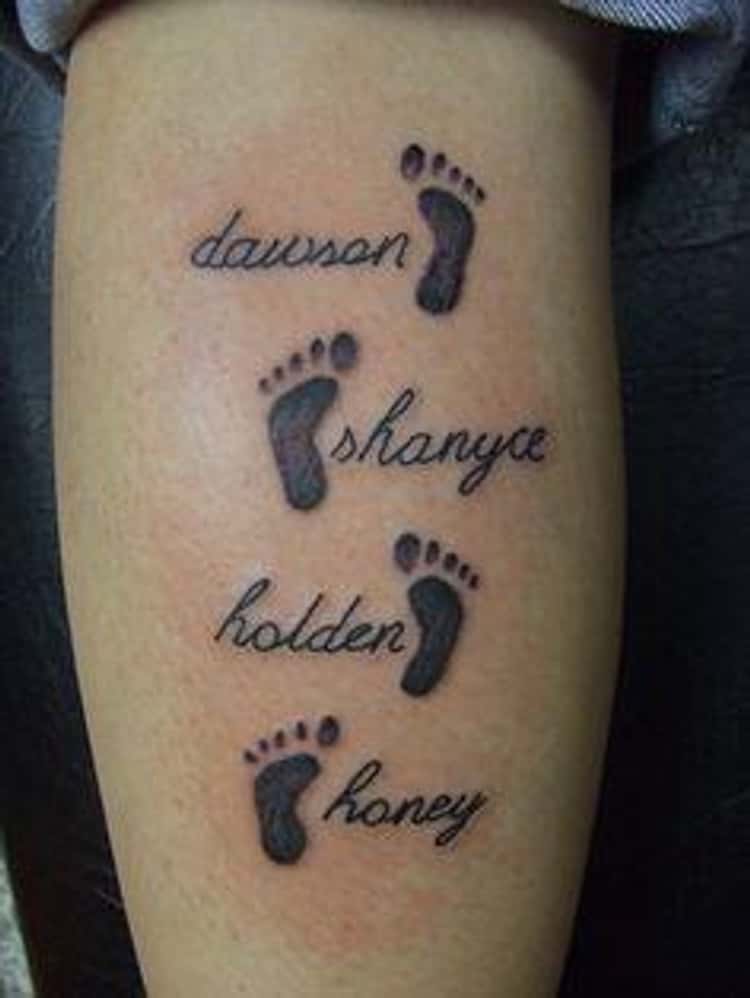 family forever tattoo on the foot