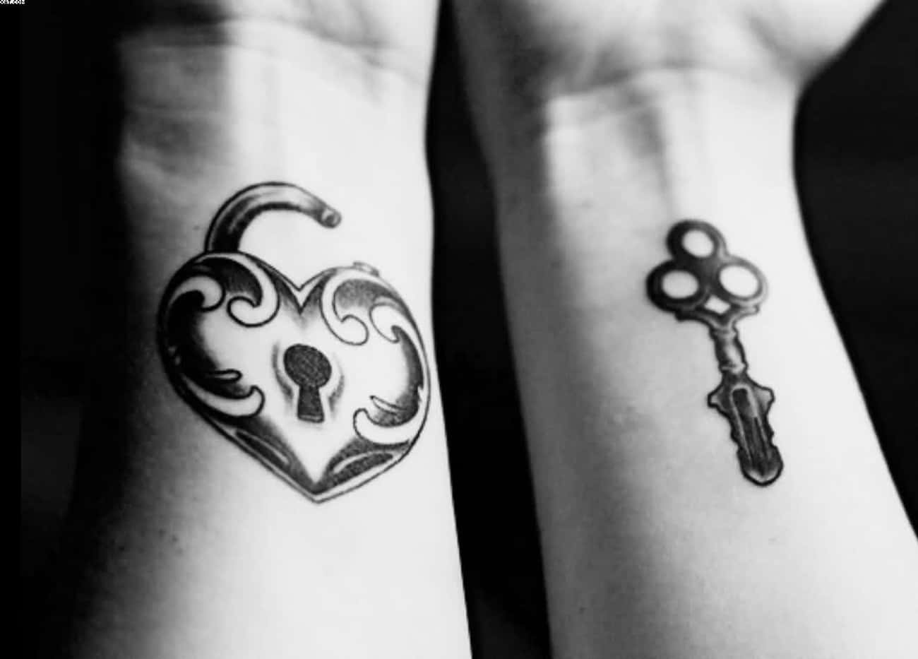 Padlock And Key Wrist Tattoo