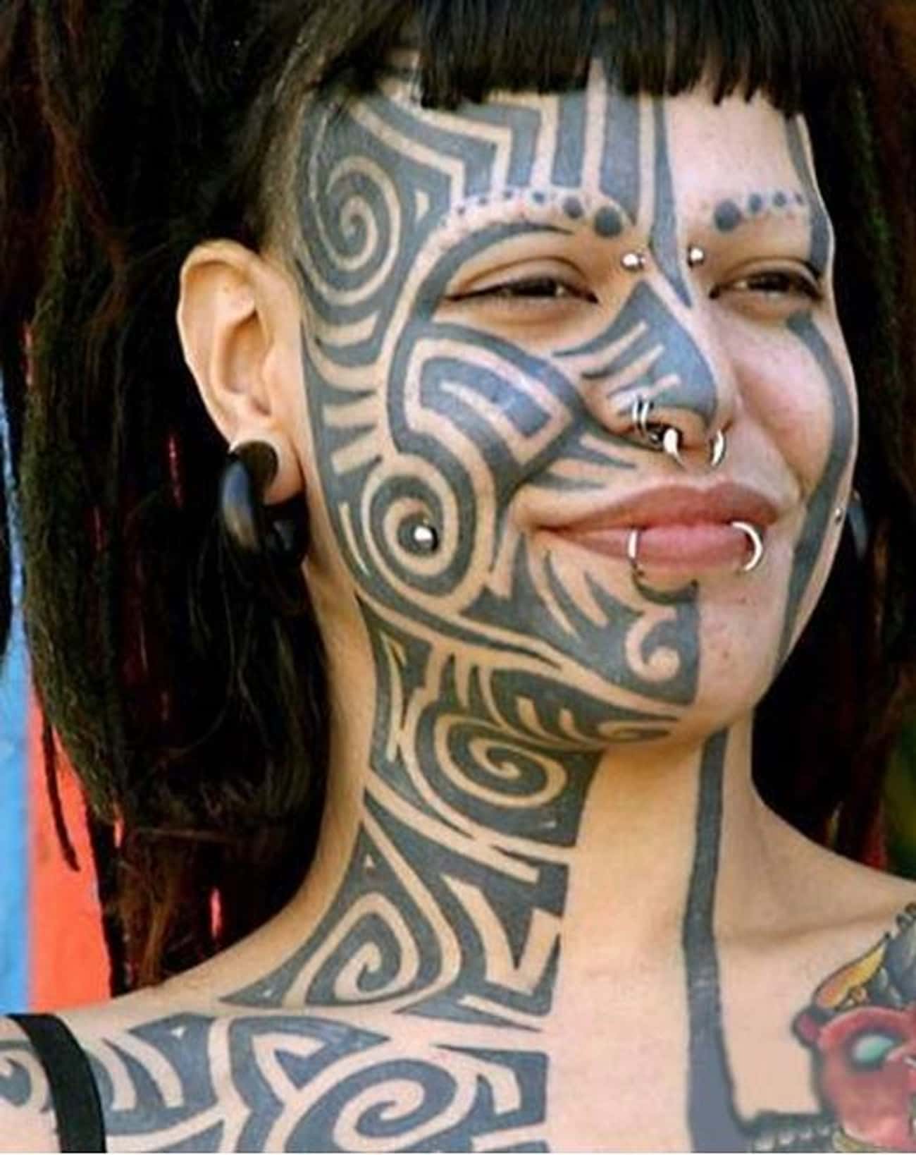 Patterned Face Tattoo
