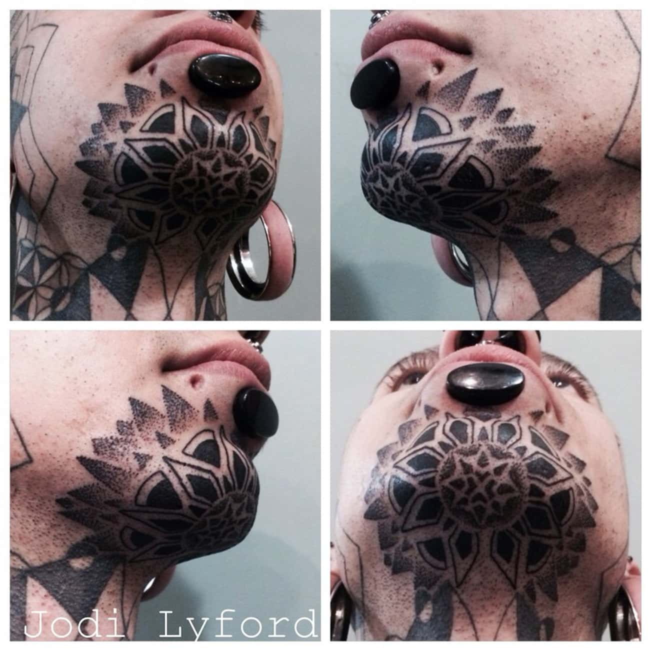 Geometric Chin Tattoo