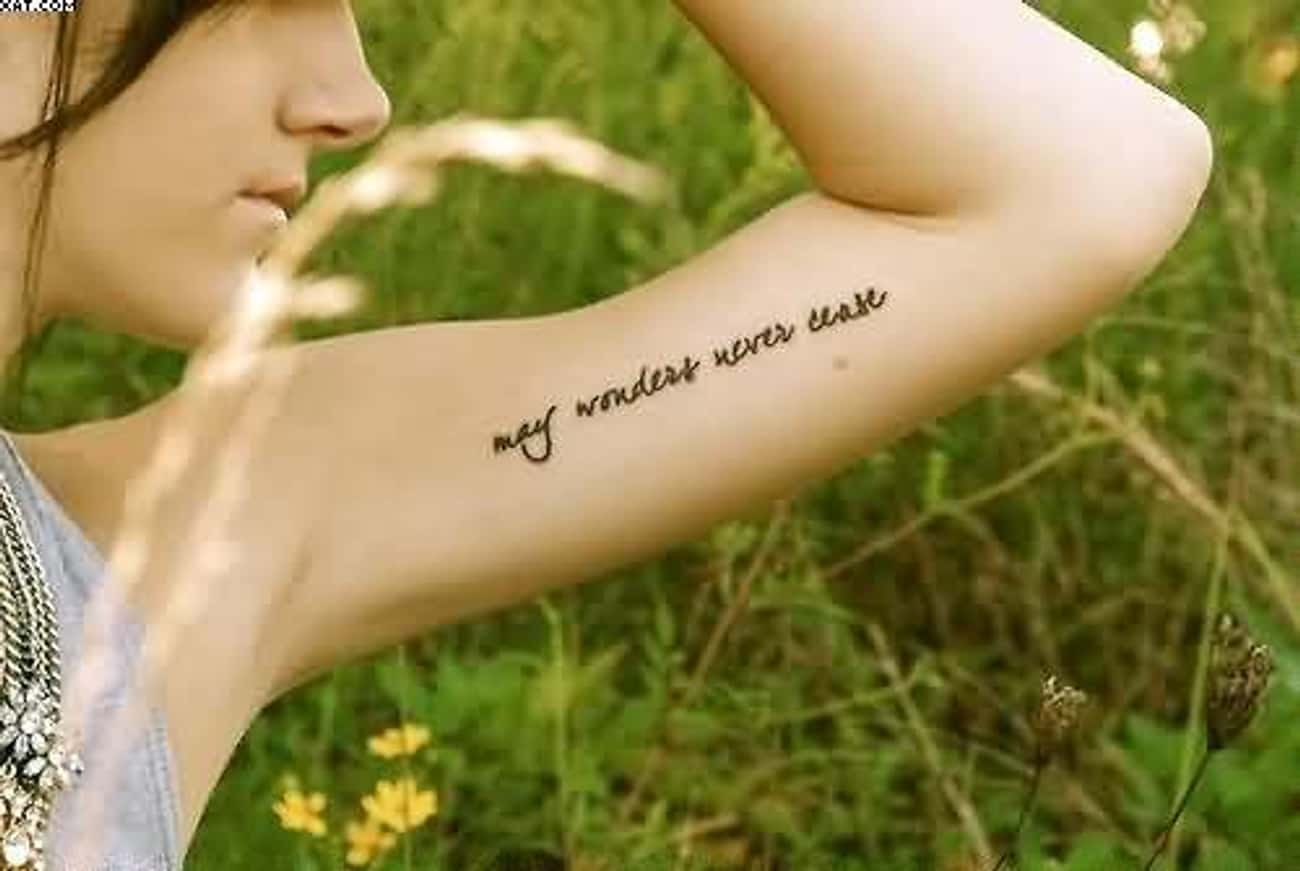Cute Lettering Tattoo On Inner Arm