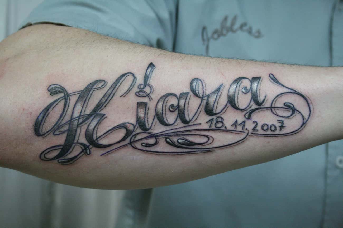 Memorable Lettering Tattoo On Arm