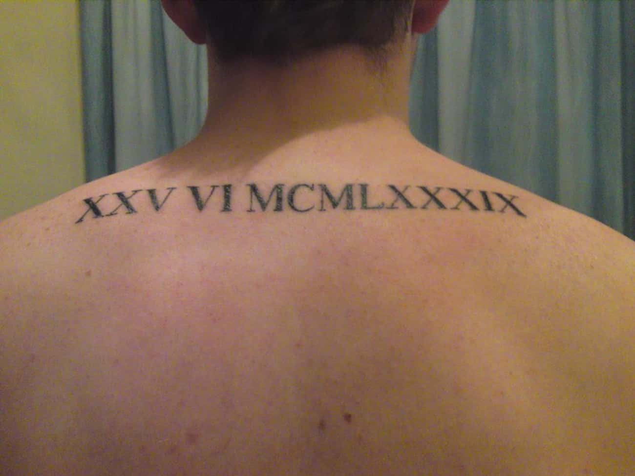 Roman Numeral Lettering Tattoo Designs On Back