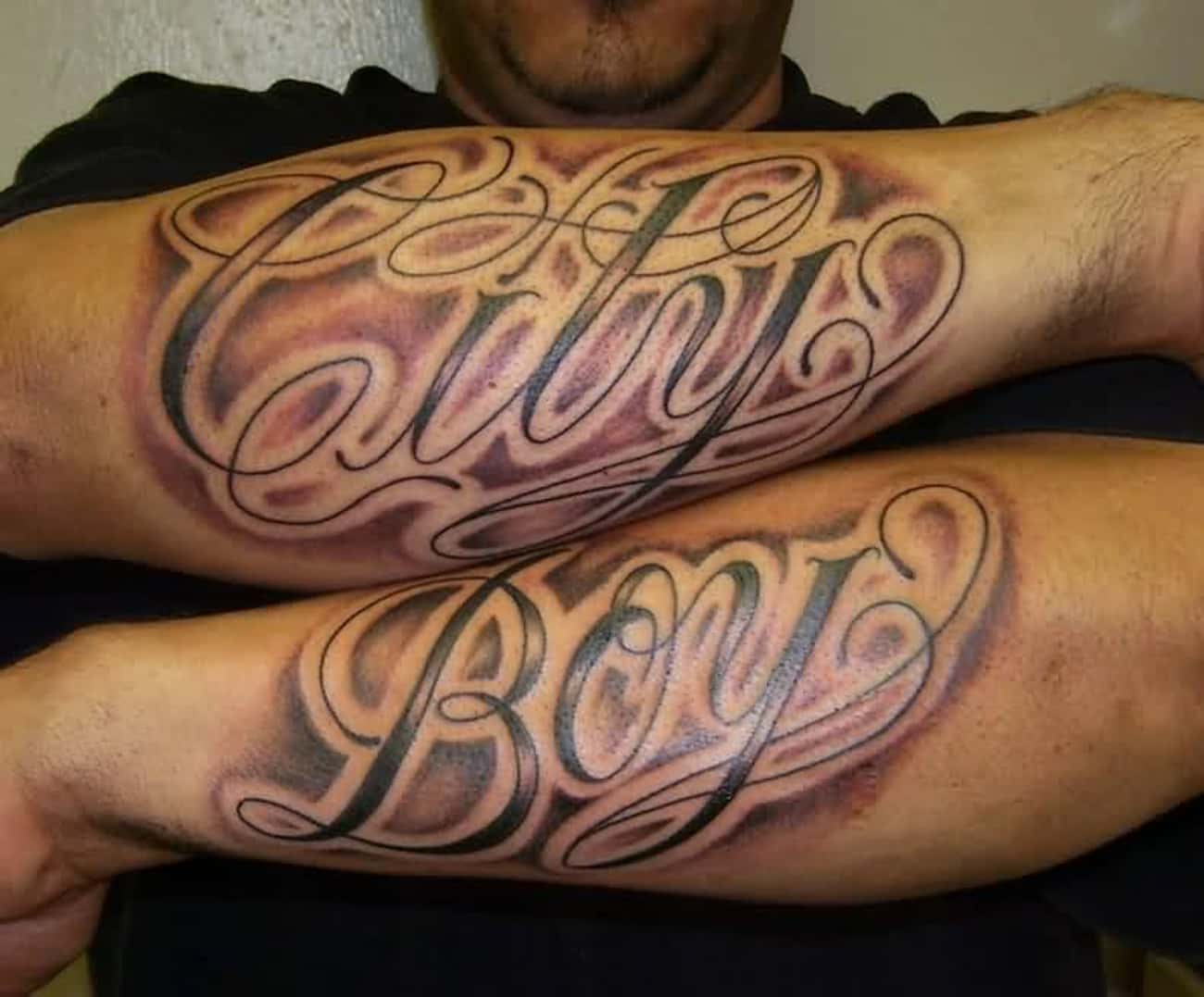 City Boy Lettering Tattoo Designs