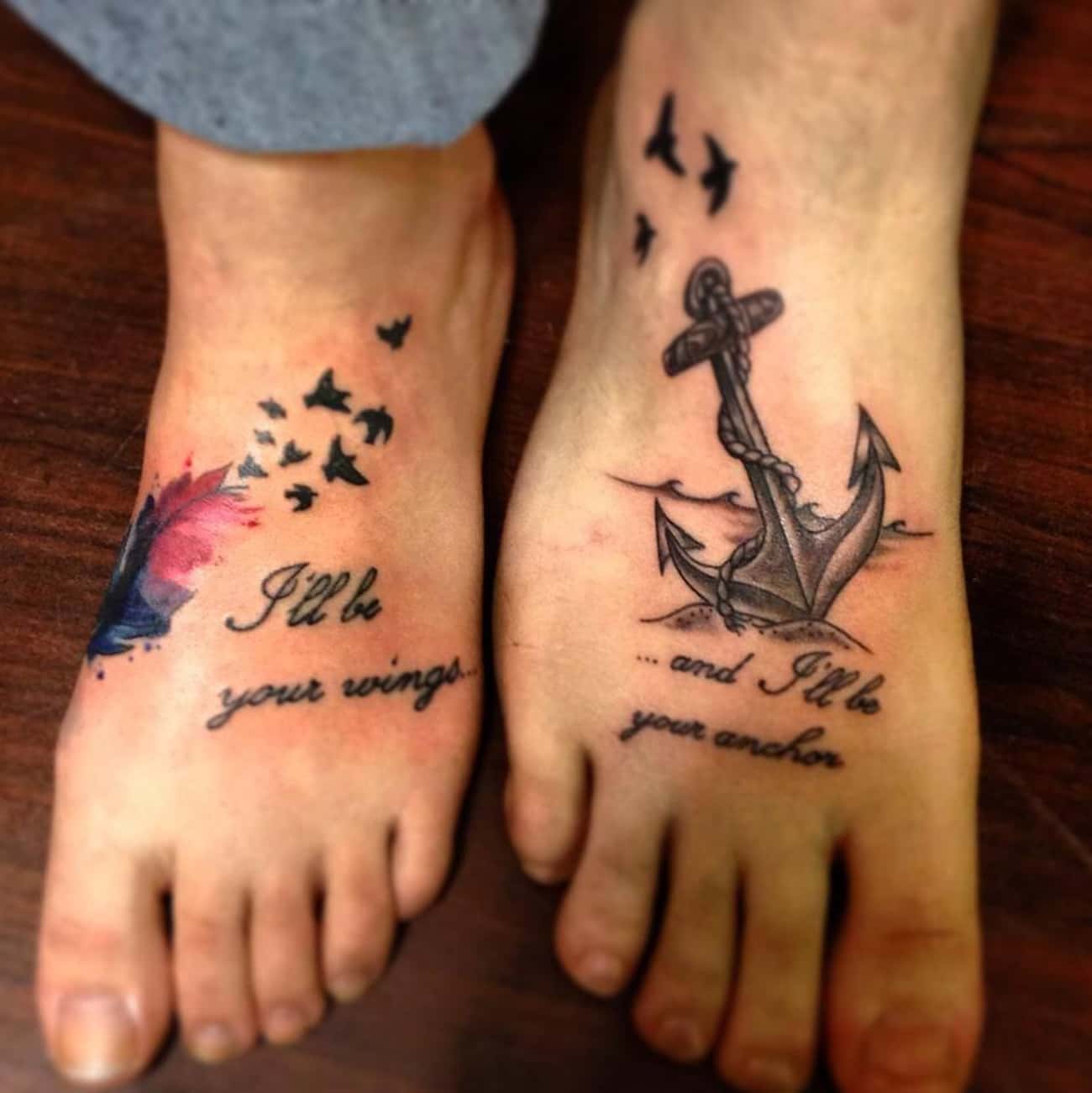 Wings And Anchor Sister Tattoo
