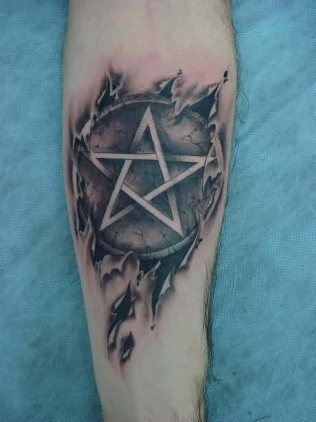Gothic Pentacle Tattoo On Arm