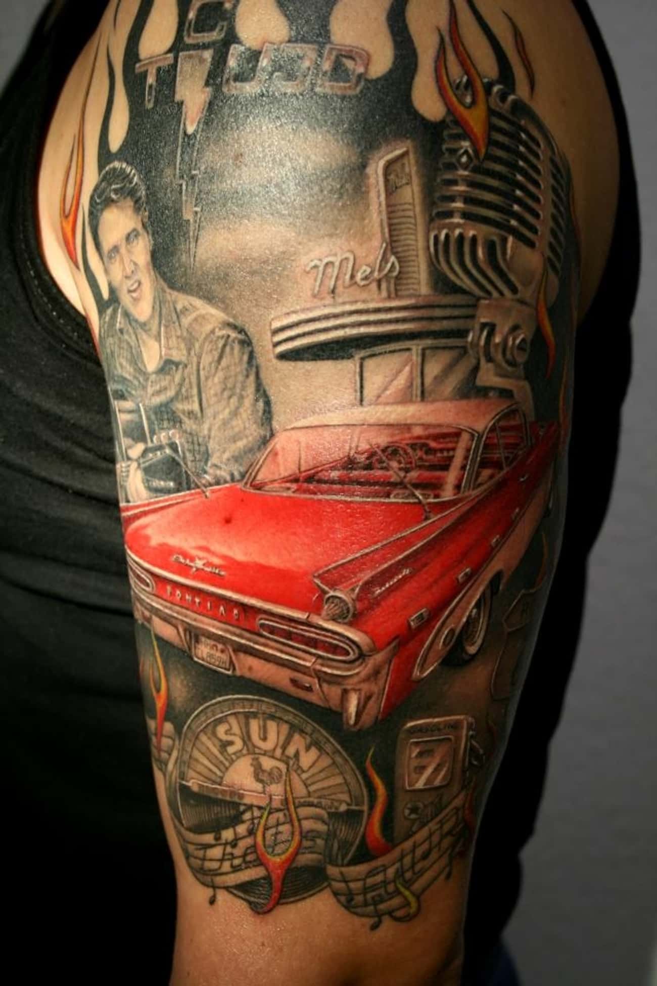 Elvis And Car Rockabilly Tattoo