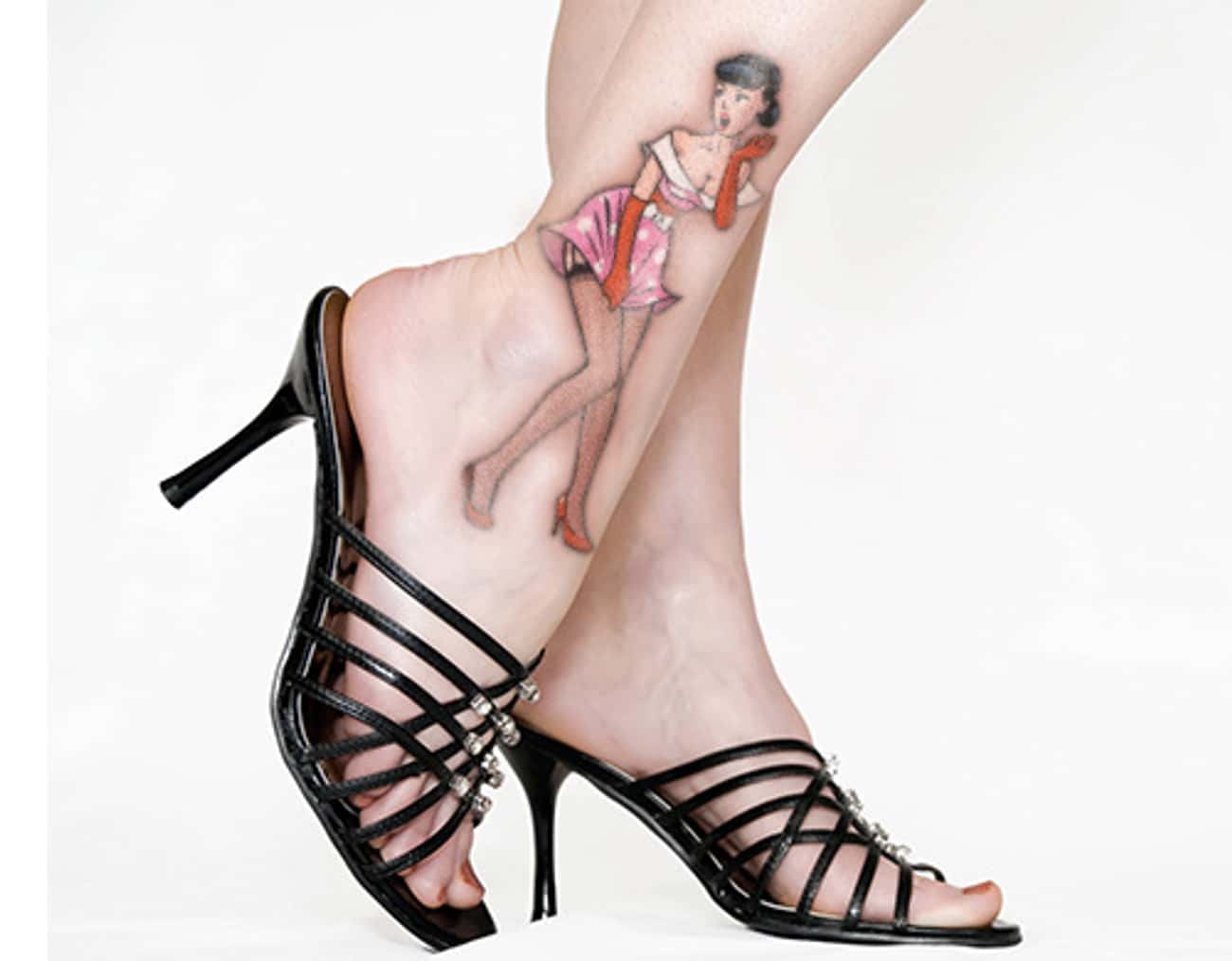 Ankle Pinup Girl Rockabilly Tattoo