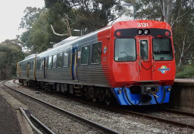 Train comes in for repairs covered in red mush