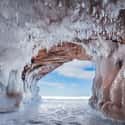 The Walls of Ice from Wisconsin's Apostle Islands on Random Most Beautiful Sea Caves Around the World