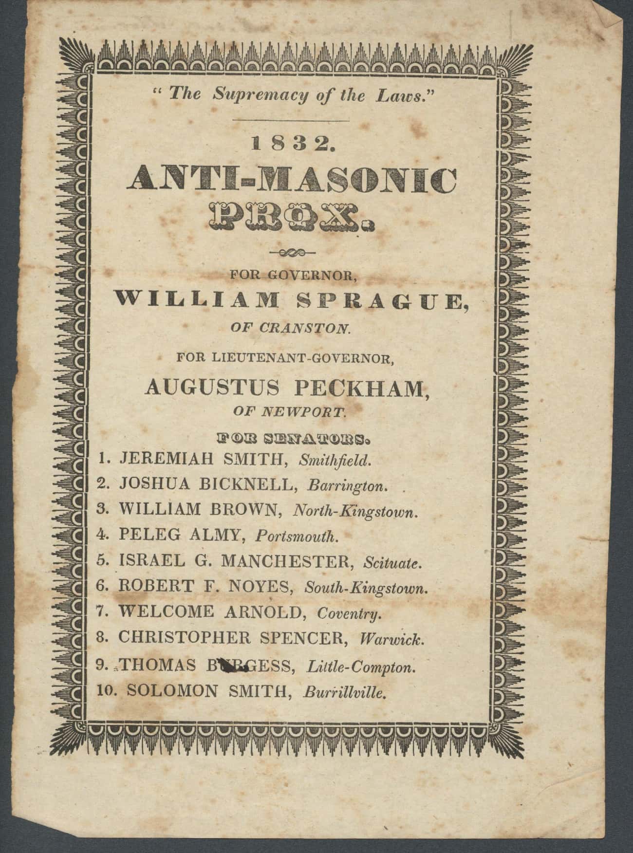 1836 Anti-Masonic Convention - Nobody Hates Masons Enough