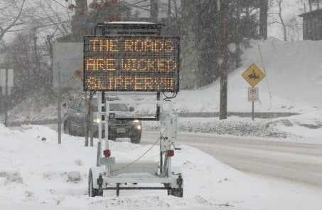 When It Snows in Boston on Random Funniest Electronic Signs on the Open Road