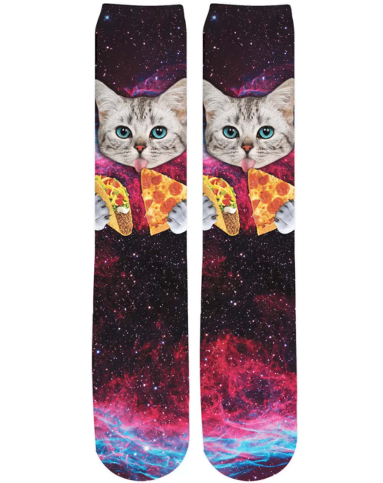 Pizza Taco Space Cat Socks