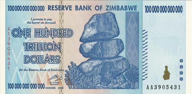 Zimbabwean Dollars is listed (or ranked) 2 on the list 12 Times Currency Was Rendered Almost Worthless (and Why)