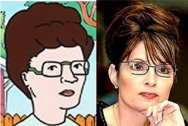Peggy Hill and Sarah Palin is listed (or ranked) 3 on the list 17 Real Peop...
