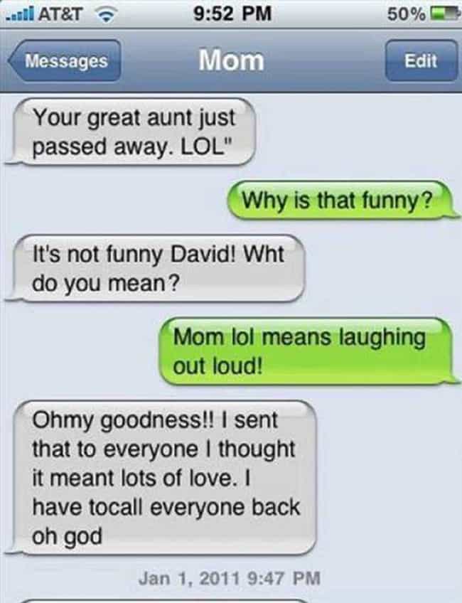 No Laughing Matter is listed (or ranked) 2 on the list Parents Who Accidentally Texted Their Kids Inappropriate Things