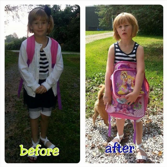 random-hilarious-pictures-of-kids-before-and-after-their-first-day-of