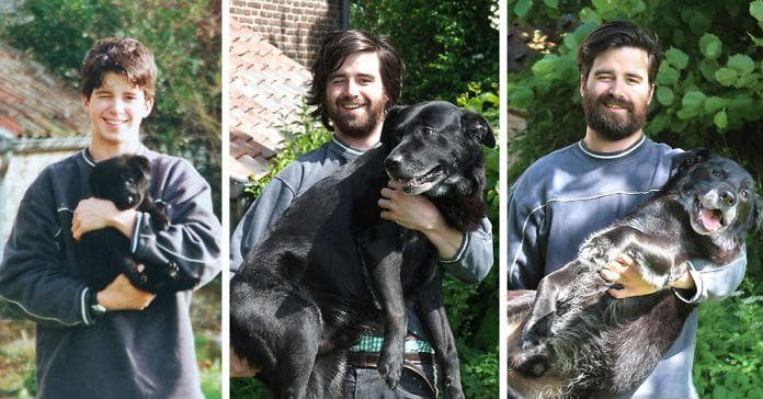 Random Adorable Before-And-After Photos Of Dogs Growing Up With Their Humans