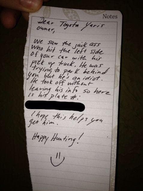 24 Funny "Sorry I Hit Your Car" Notes You Wouldn't Be Mad At
