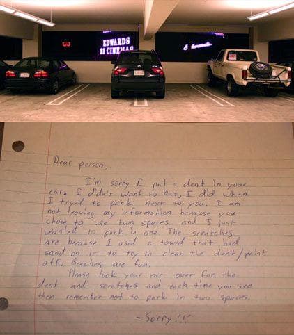 24 Funny "Sorry I Hit Your Car" Notes You Wouldn't Be Mad At