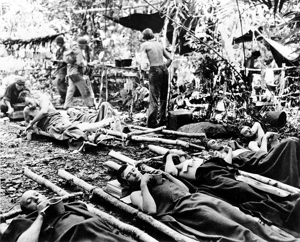 Wounded US Soldiers In New Guinea Field Hospital