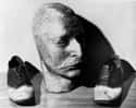 Mask And Skin Shoes Of Cattle Rustler "Big Nose" George Parrot on Random Unsettling Photos of the Wild West
