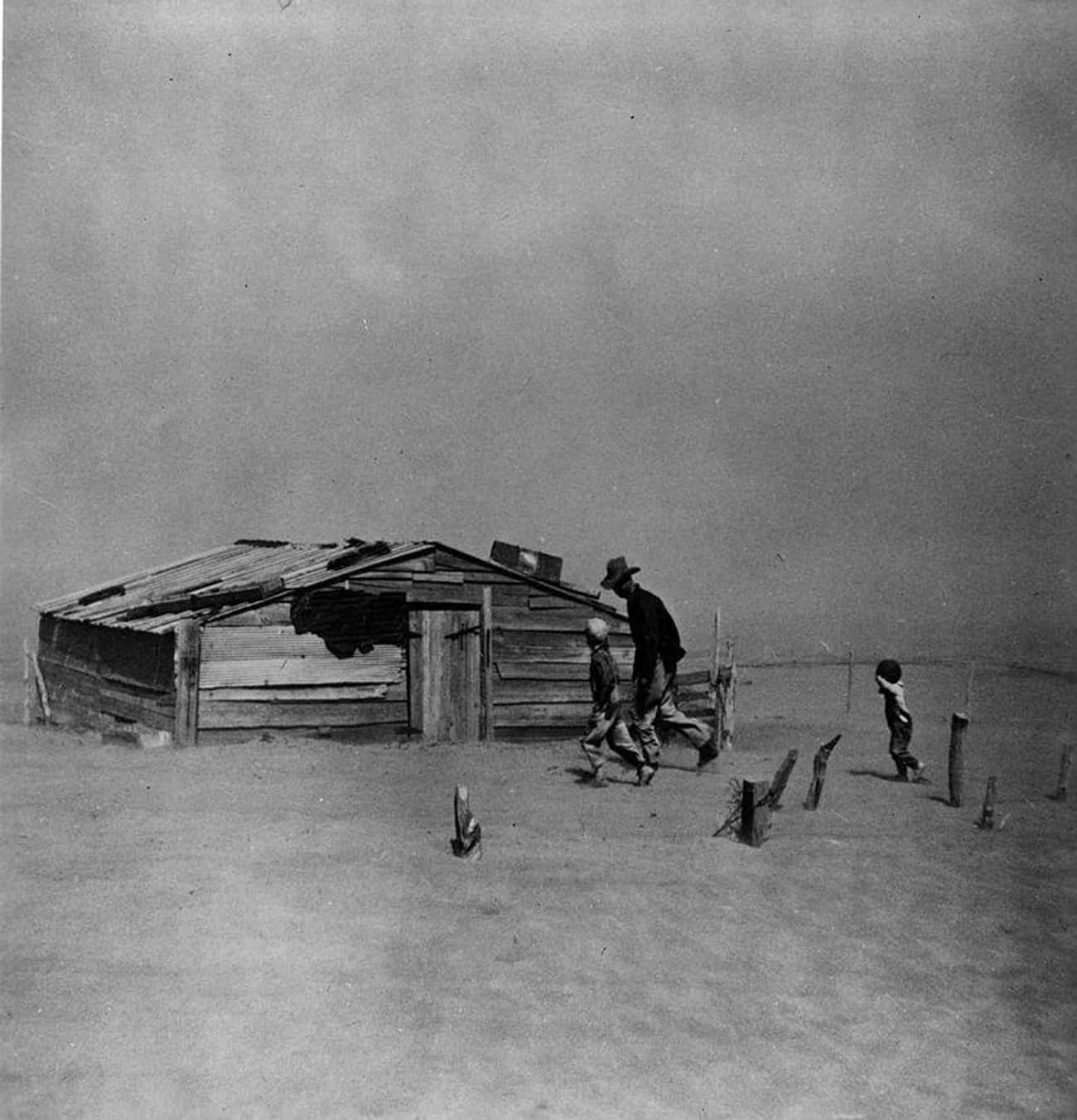 A Farmer And His Family Trudging Through A Storm, Oklahoma, 1936