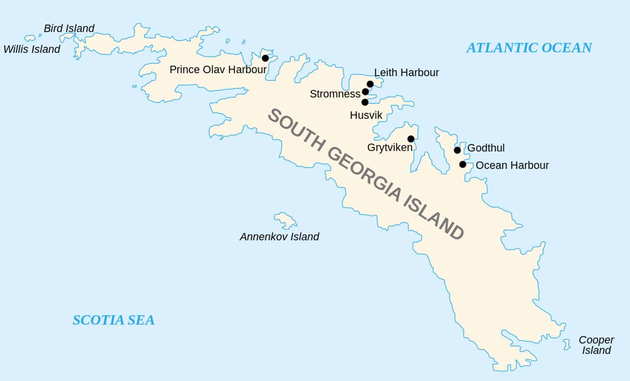 Остров Южная Георгия на карте