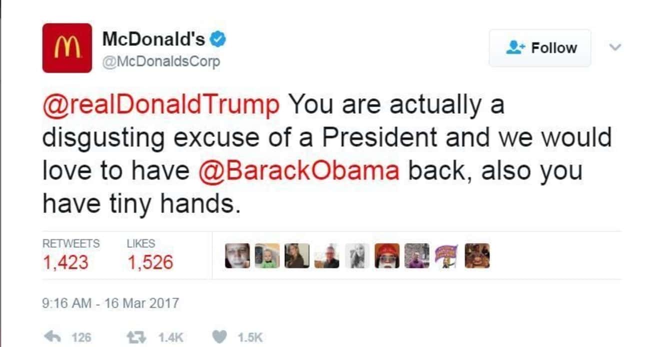 McDonald&#39;s Tweeted - Then Deleted - An Insult At Donald Trump