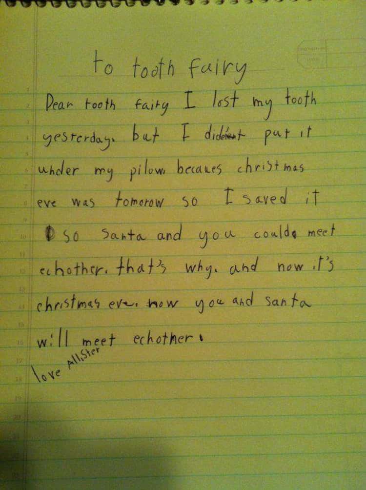 25 Hilarious Notes Written to the Tooth Fairy by Children