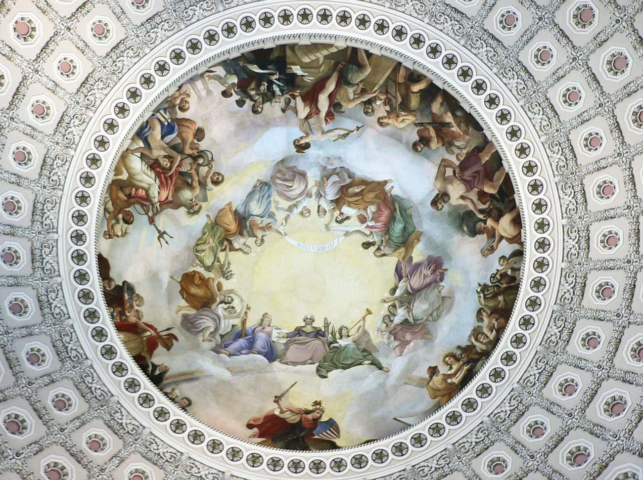 The Rotunda Of The Capitol Building Shows George Washington Becoming A God