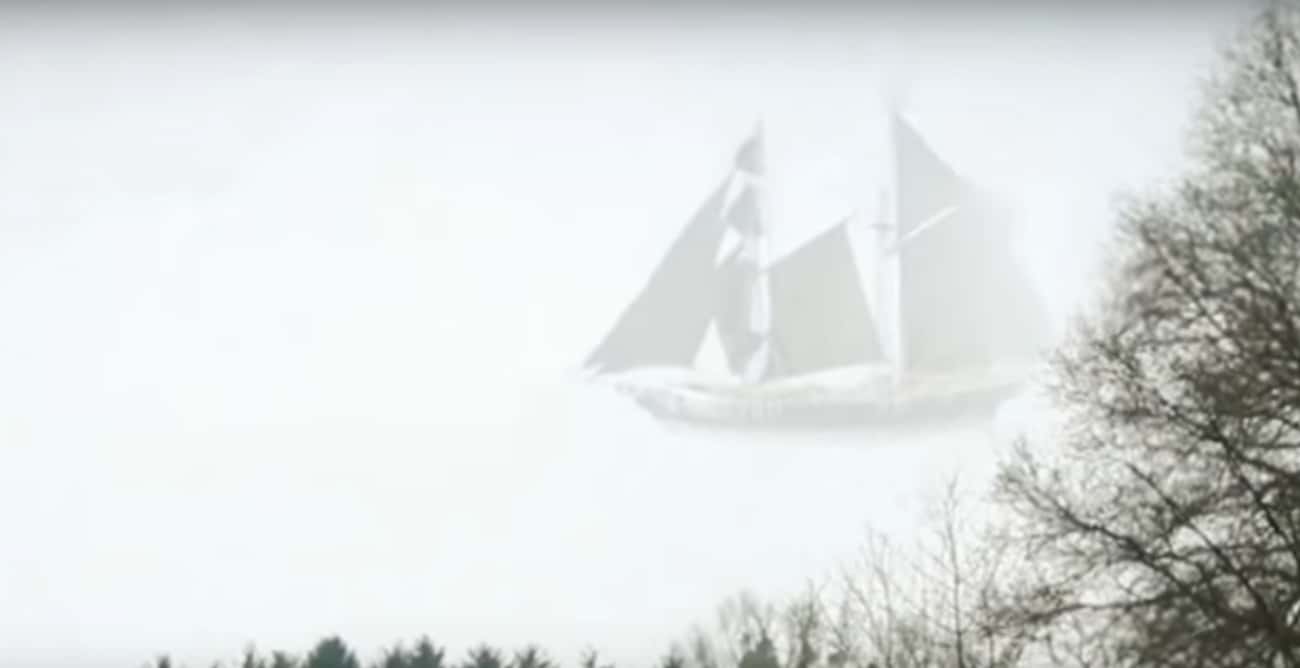 Classic Ghost Ship Floats Through The Mist