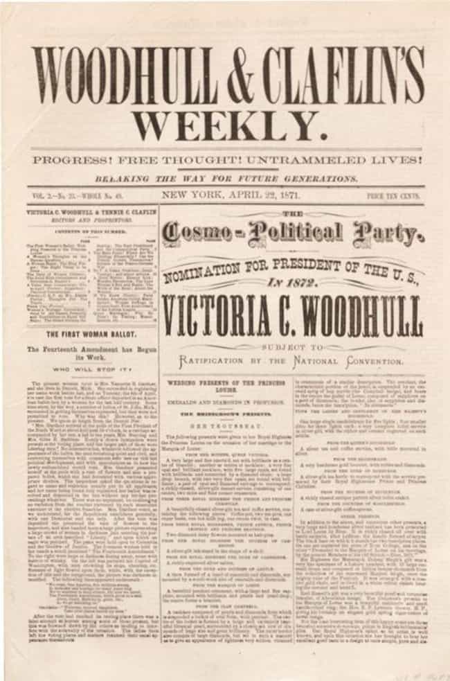 She And Her Sister Were ... is listed (or ranked) 2 on the list 14 Facts About Victoria Woodhull, The First Woman To Ever Run For President