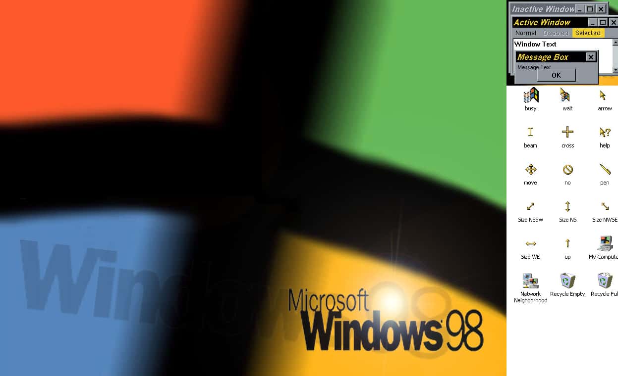 windows 98 desktop themes and plus