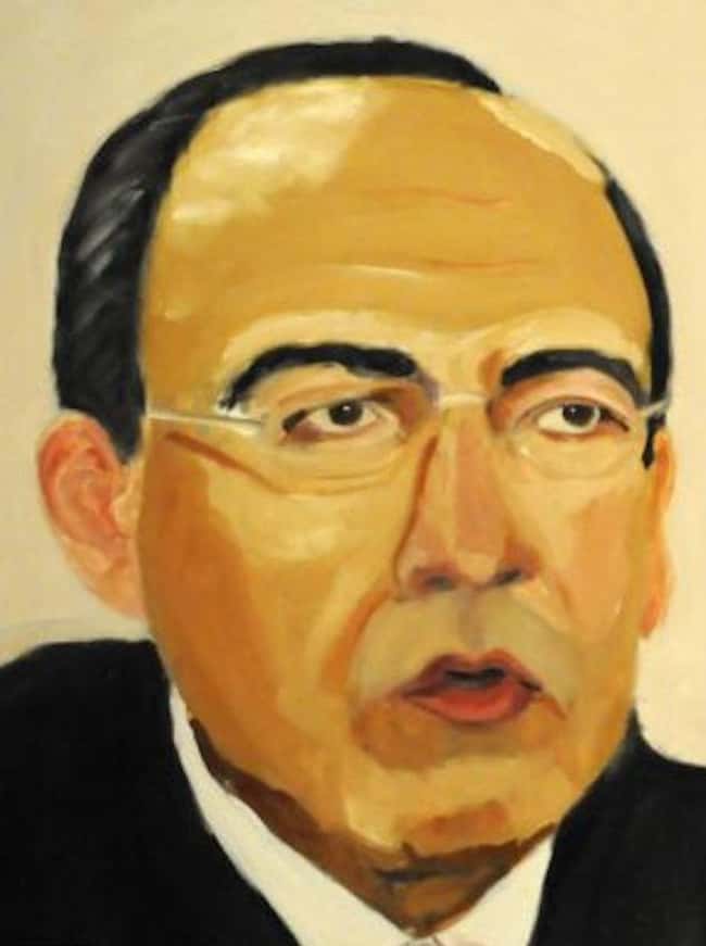 Mexican President Felipe Calde is listed (or ranked) 25 on the list All 33 George W. Bush Original Paintings That Were Made Public