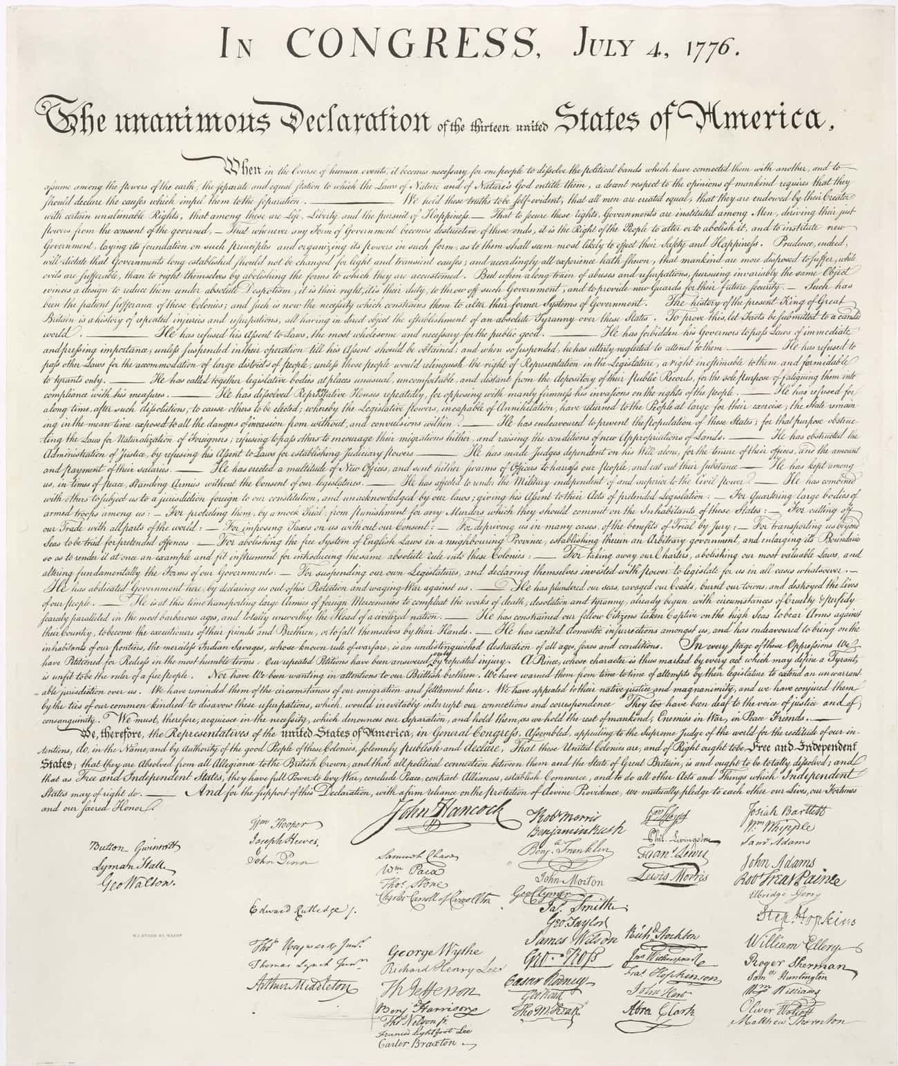 A Copy Of The Declaration Of Independence Sold For $2.48
