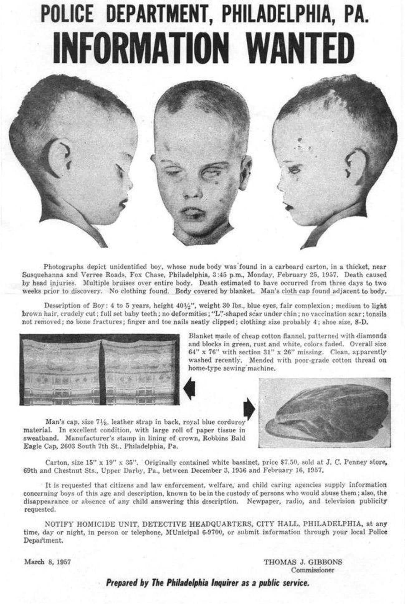 In February 1957, A Young Boy Was Found Beaten To Death And Stuffed In A Box