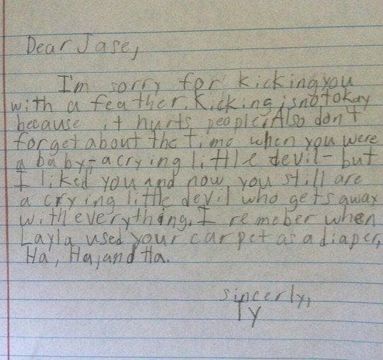 Notes From Kids Who Are Only Sorry Because They Got Caught