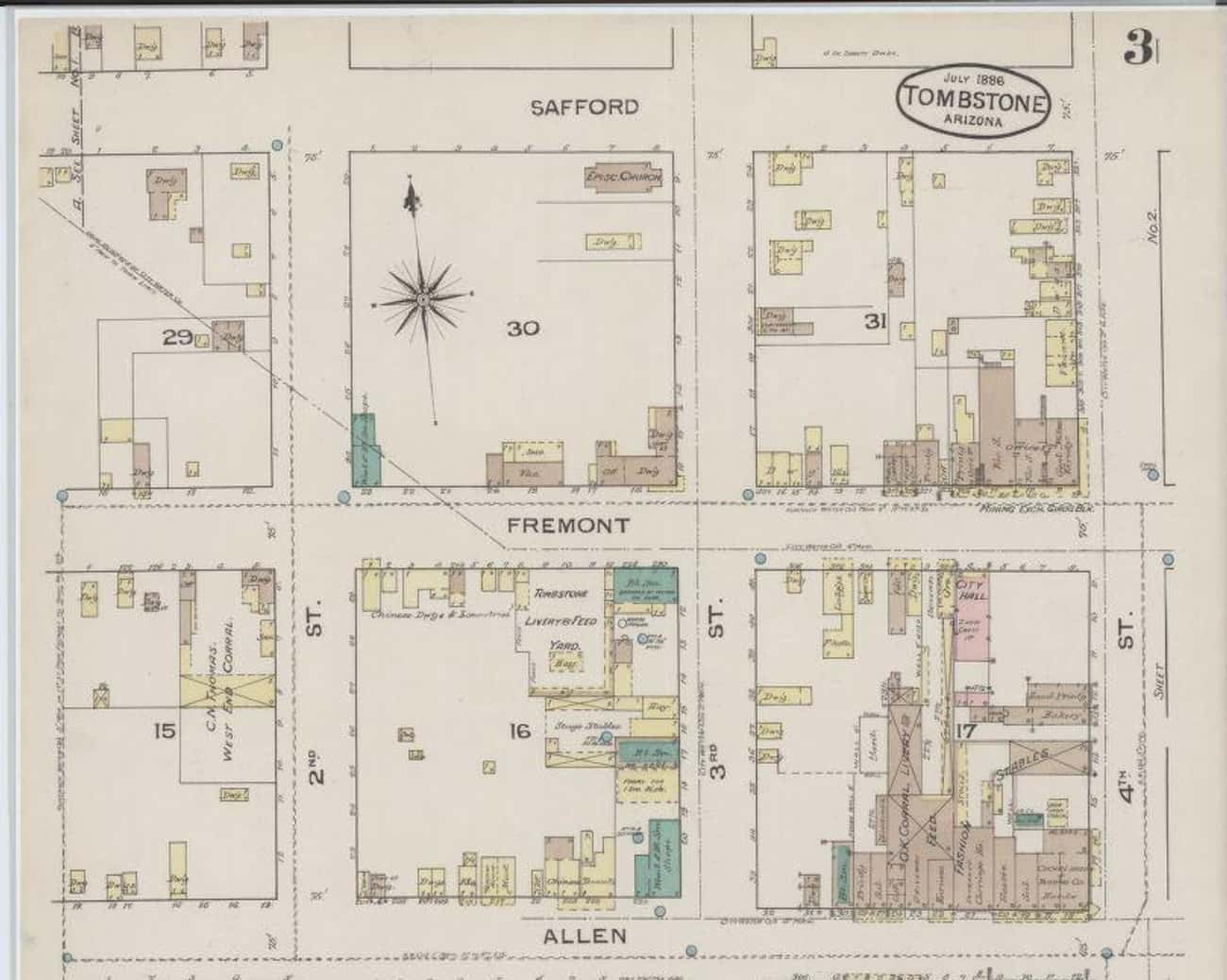 A Fire Insurance Map That Shows The O.K. Corral