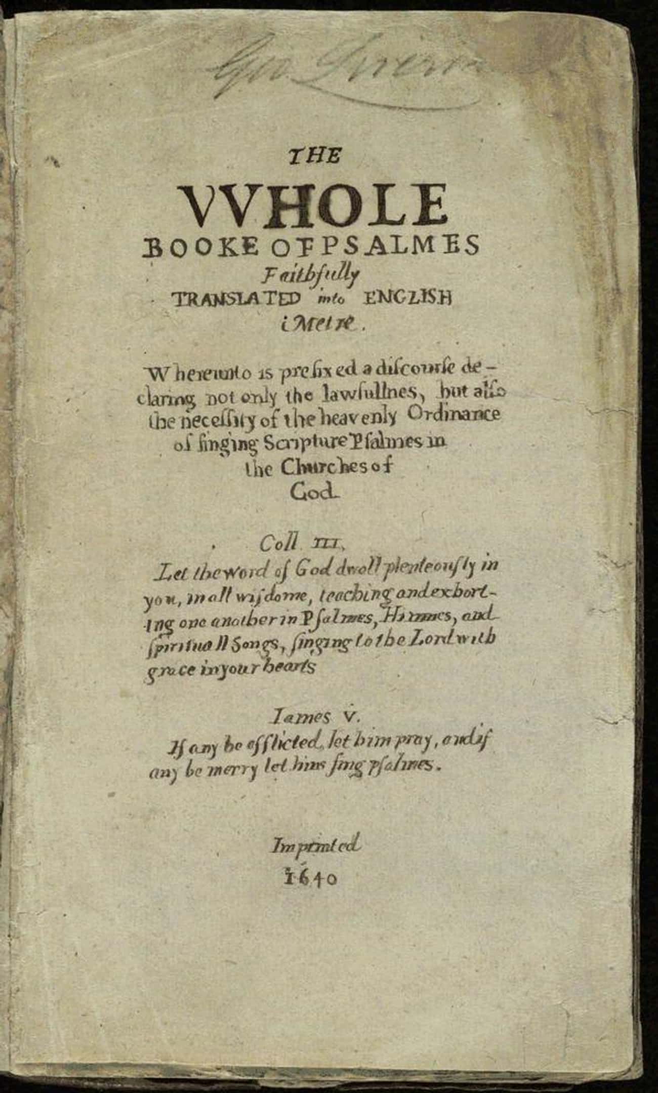 First Known Book Printed In America