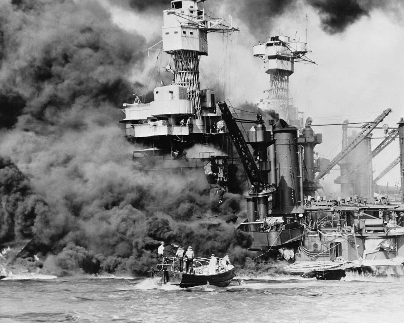 The USS West Virginia Burning