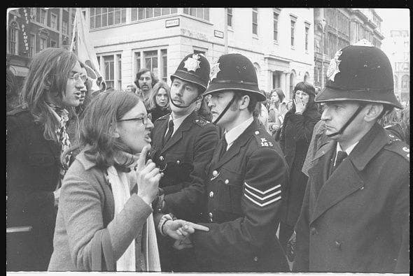 Women's Lib Demonstrator Arguing With Police, 1973