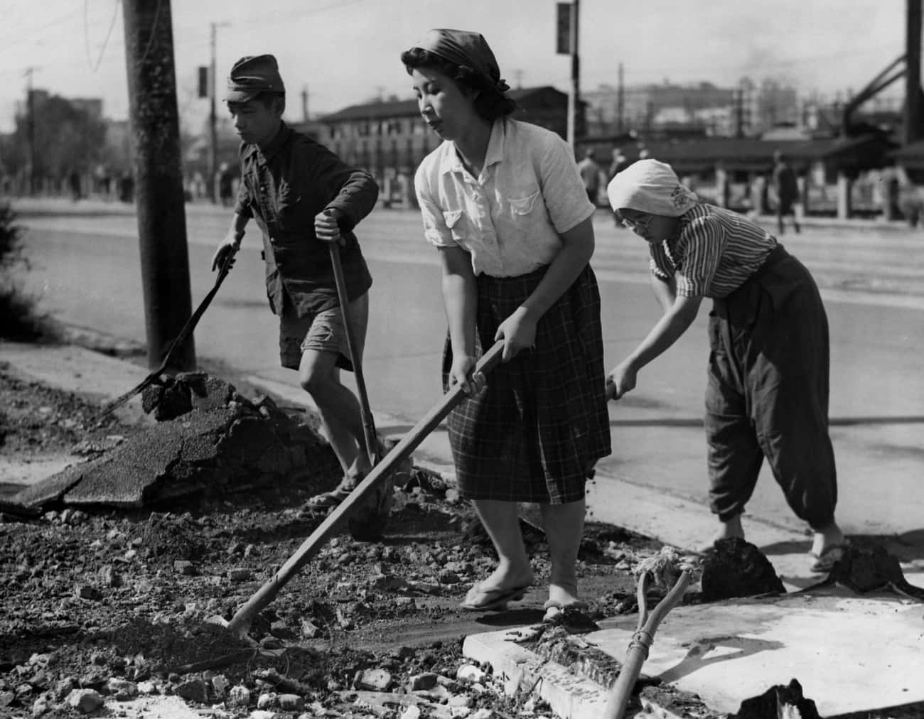 Clearing Rubble From The Streets Of Tokyo, August 14, 1945
