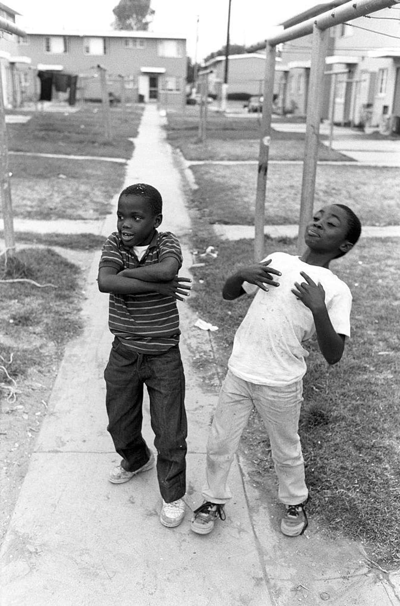Kids Toss Gang Signs In Emulation Of Local Crips In The Jordan Downs Projects Of Watts