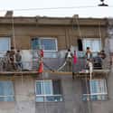 Workmen On Scaffolding on Random Pictures Of Rural Life In North Korea