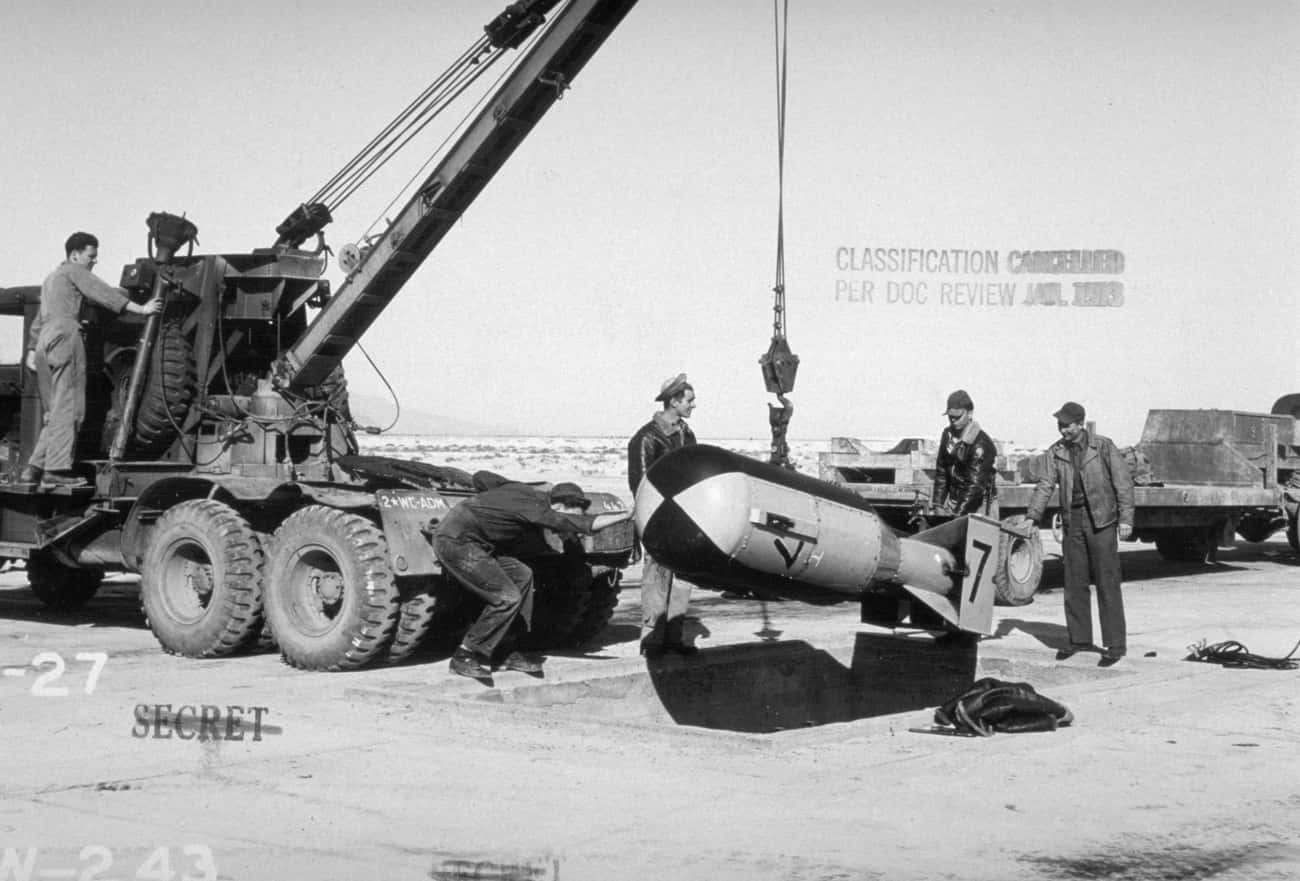 "The Gadget" Had To Be Loaded Onto A Crane And Transported To The Test Site