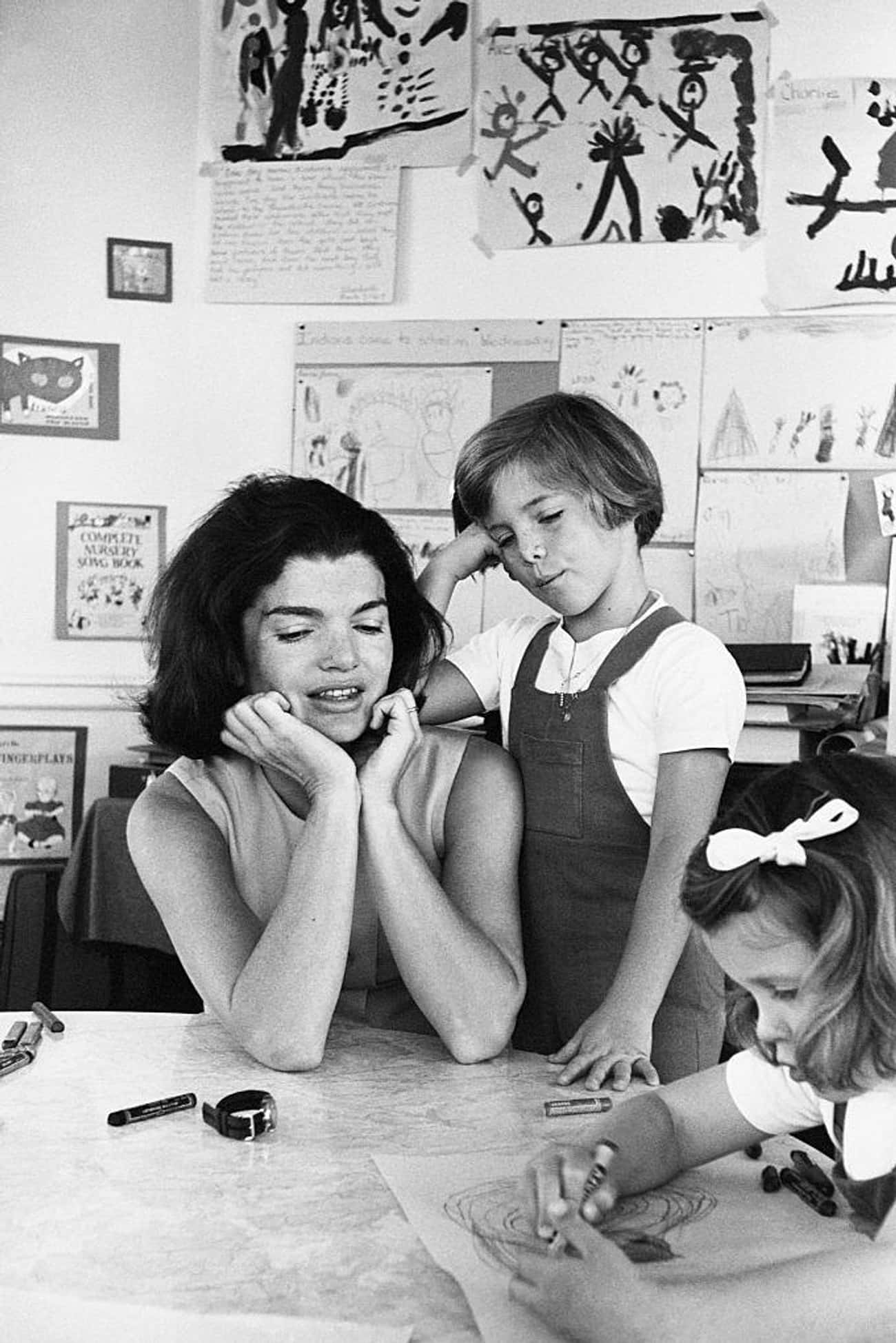 Jackie and Caroline in the White House Kindergarten, 1963