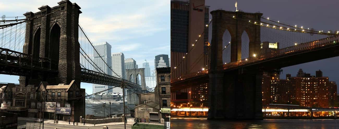 The Broker Bridge In GTA IV Is A Virtual Version Of New York&#39;s Brooklyn Bridge