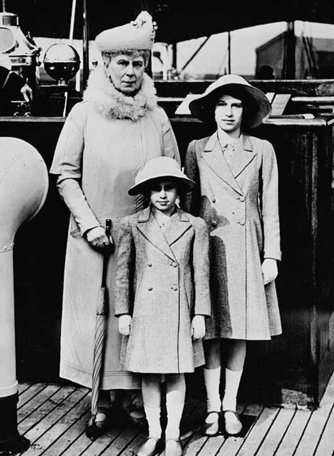 Queen Mary And Her Royal Granddaughters, Elizabeth And Margaret