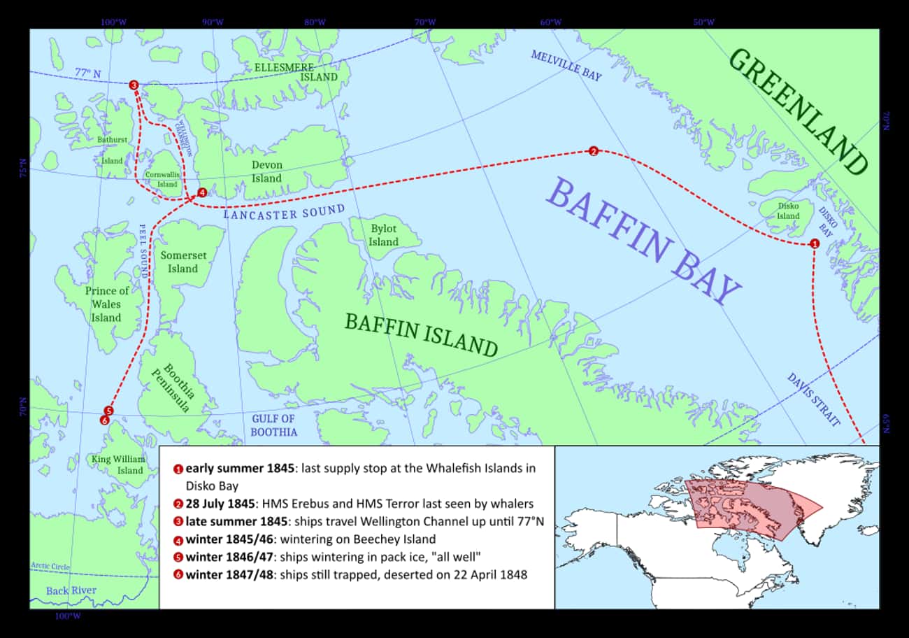 This Map Shows The Probable Route Traveled By The Franklin Expedition